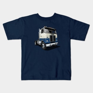 1980 White Road Commander 2 Cabover Truck in blue and white Kids T-Shirt